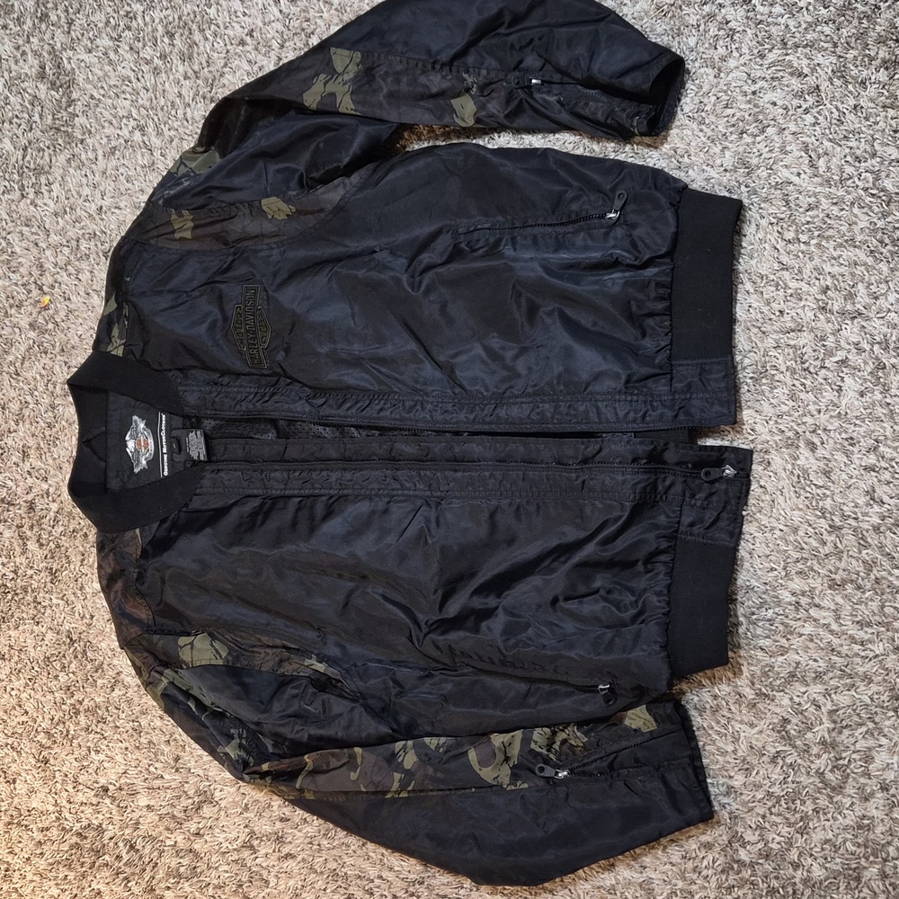 Harley Davidson Camo Black Switchback Jacket Bomber Lined 2XL XXL - Picture 3 of 5